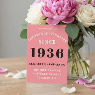 Personlig 90-årsdag 1936 Lägg till ditt namn Rosa Inbjudningar
