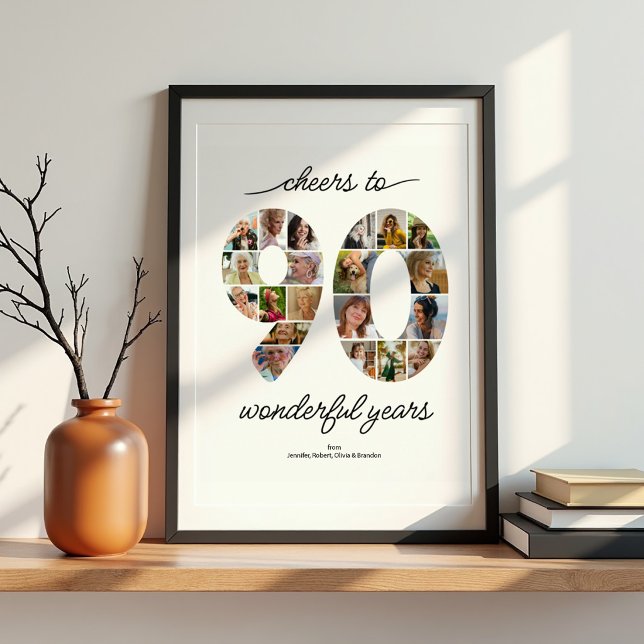 Personlig 90-fotocollage firandeaffisch poster (Skapare uppladdad)