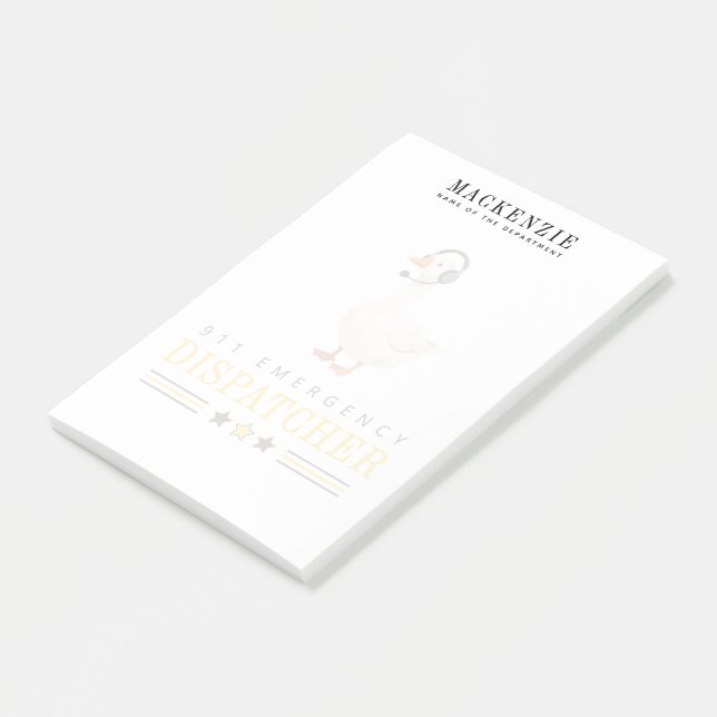 Personlig 911-dispatchgoose med headset post-it block (Vinklad)