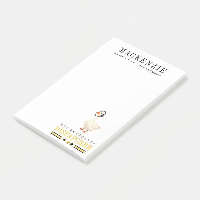 Personlig 911-operatörsgås med hörlurar post-it block (Vinklad)