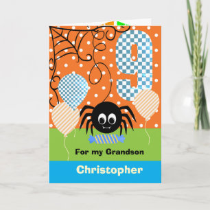 Personlig 9-års Halloween-födelsedag för sonson Kort