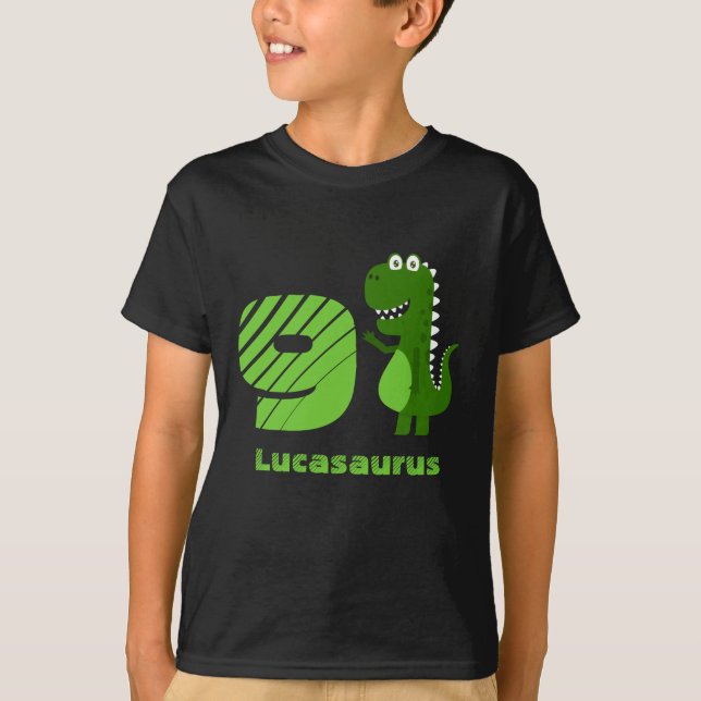 Personlig 9:e födelsedag Dinosaur T Shirt (Framsida)