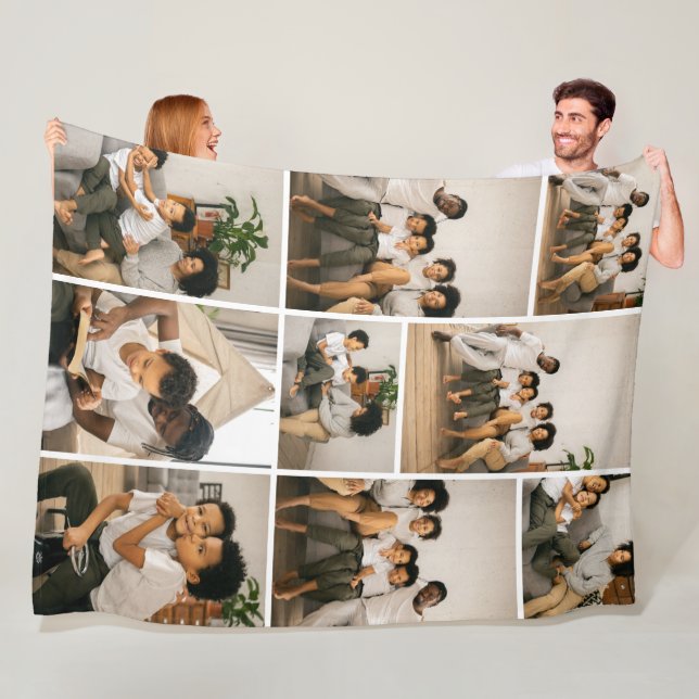 Personlig 9-foto collage fleecefilt (På plats)