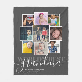 Personlig 9 Foto- och textfotokollage Fleecefilt