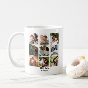 Personlig 9 Fotokollage-mall för Par Kaffemugg