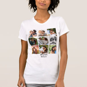 Personlig 9 Fotokollage-mall för Par T Shirt