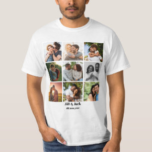 Personlig 9 Fotokollage-mall för Par T Shirt