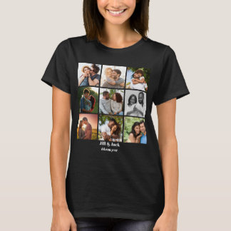Personlig 9 Fotokollage-mall för Par T Shirt