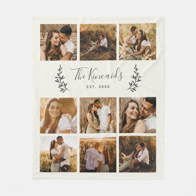 Personlig 9 Fotos Kollage  Fleecefilt (Framsidan)