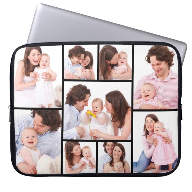 Personlig 9 Photo Collage Electronics Bag Laptop Fodral (Framsidan)