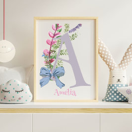 Personlig A Nursery Art Work with Flowers Fototryck