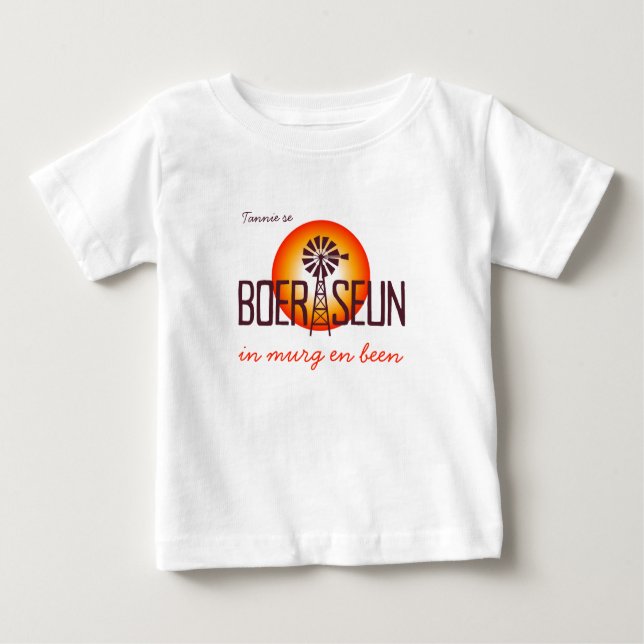 Personlig / Aanpas BOERSEUN Windpomp Afrikaans T Shirt (Framsida)