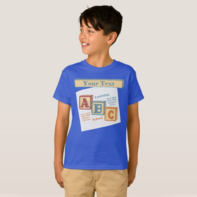 Personlig ABC Learning School T Shirt (Hel framsida)