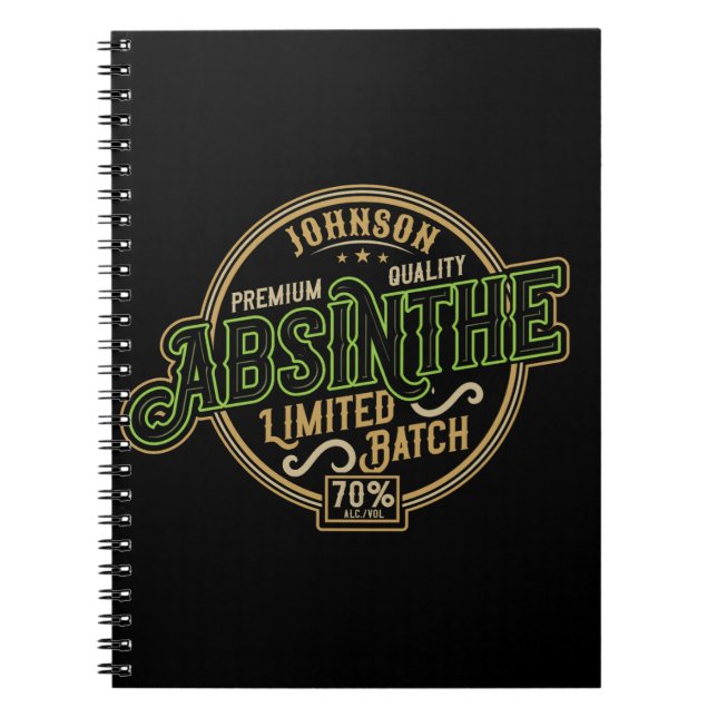Personlig Absinthe Herbal Spirit Liquor Label Anteckningsbok (Framsidan)