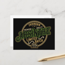 Personlig Absinthe Herbal Spirit Liquor Label Vykort