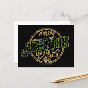 Personlig Absinthe Herbal Spirit Liquor Label Vykort