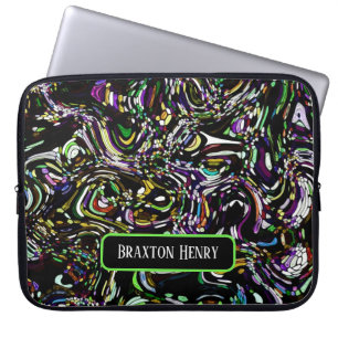 Personlig Abstrakt Art Black Swirl-Grönt Laptop Fodral