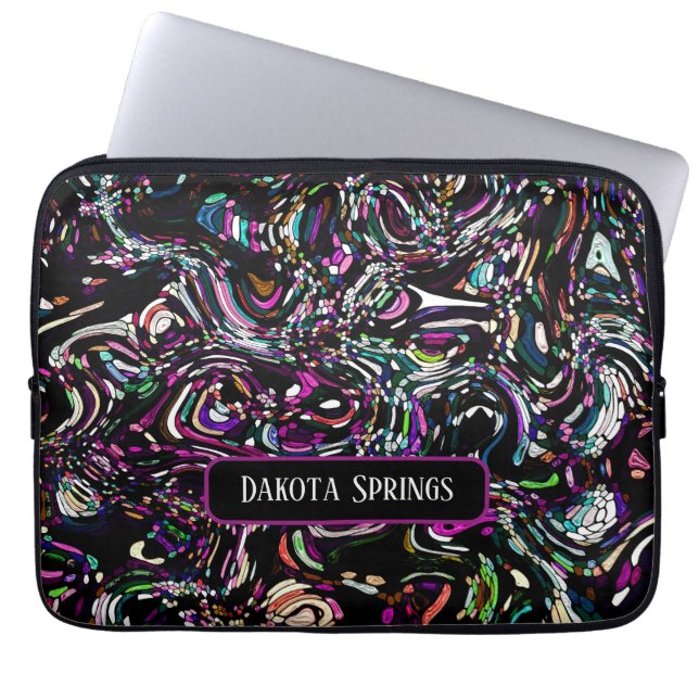 Personlig Abstrakt Art Black Swirl Lila Laptop Fodral (Framsidan)