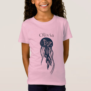 Personlig abstrakt Jellyfish Butterfly Rosa T Shirt