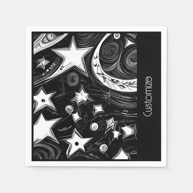 Personlig Abstrakt Måne och stjärnor Pappersservett (Framsidan)