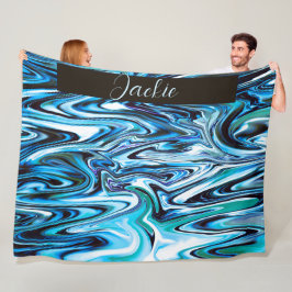 Personlig Abstrakt Psychedelic Blue Swirl Fleecefilt