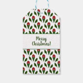 Personlig Abstrakt Röd ros, Holly Helgdag Presentetikett