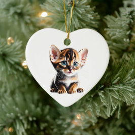 Personlig Abyssinian Kitten Julgransprydnad Keramik