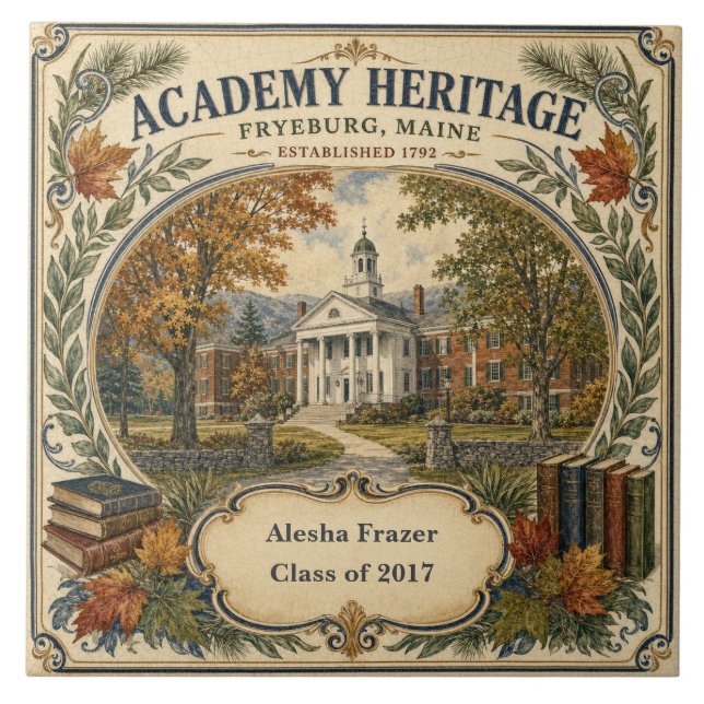 Personlig Academy Heritage Fryeburg Maine Kakelplatta (Framsidan)