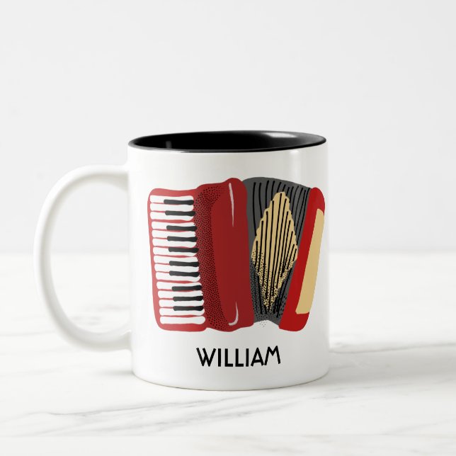 Personlig Accordion Players Illustrated Två-Tonad Mugg (Vänster)
