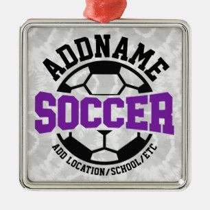 Personlig ADD NAMN fotbollsspelarteamet Tie-Dye Julgransprydnad Metall