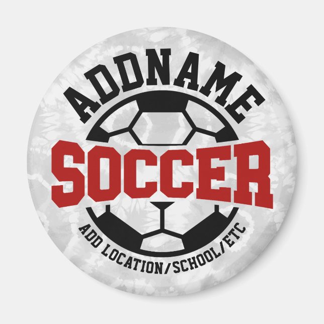 Personlig ADD NAMN fotbollsspelarteamet Tie-Dye Magnet (Framsidan)