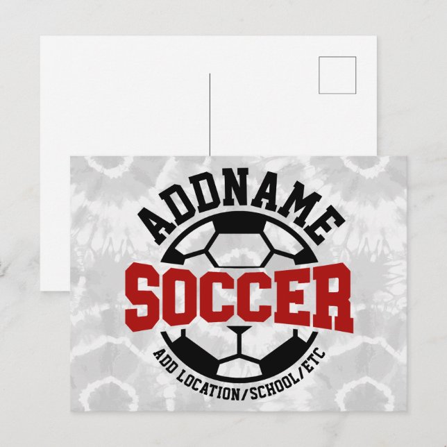 Personlig ADD NAMN fotbollsspelarteamet Tie-Dye Vykort (Fram/baksida)