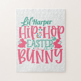 Personlig ADD NAMN Lil Hip Hop Påskharen Pussel