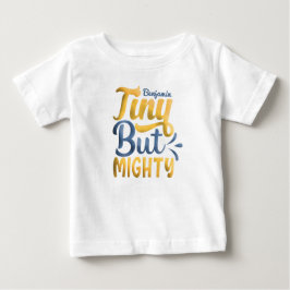 Personlig ADD NAMN Liten Men Mäktig Gul Blå T Shirt