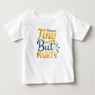 Personlig ADD NAMN Liten Men Mäktig Gul Blå T Shirt