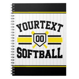 Personlig ADD NAMN Softball Player Varsity Team Anteckningsbok