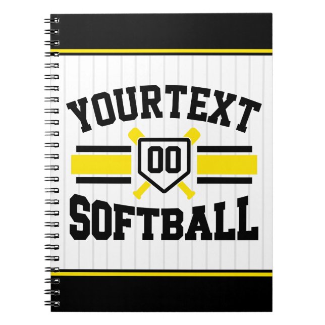 Personlig ADD NAMN Softball Player Varsity Team Anteckningsbok (Framsidan)