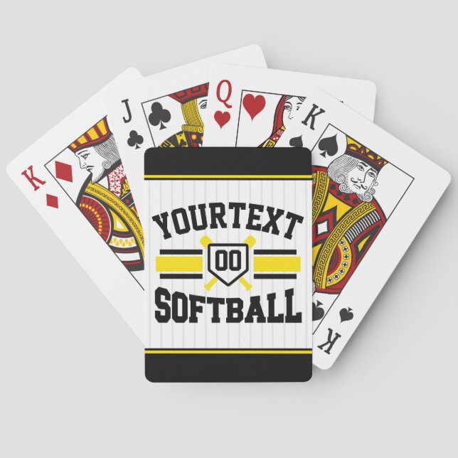 Personlig ADD NAMN Softball Player Varsity Team Casinokort (Baksidan)