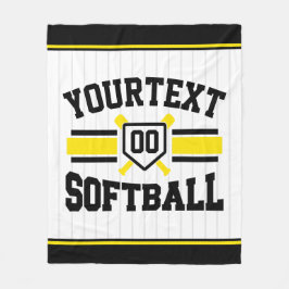 Personlig ADD NAMN Softball Player Varsity Team Fleecefilt