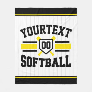Personlig ADD NAMN Softball Player Varsity Team Fleecefilt