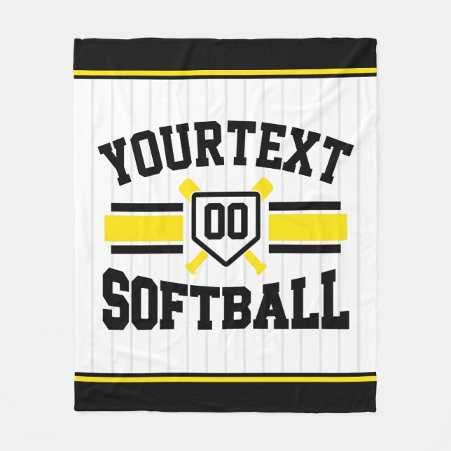 Personlig ADD NAMN Softball Player Varsity Team Fleecefilt (Framsidan)