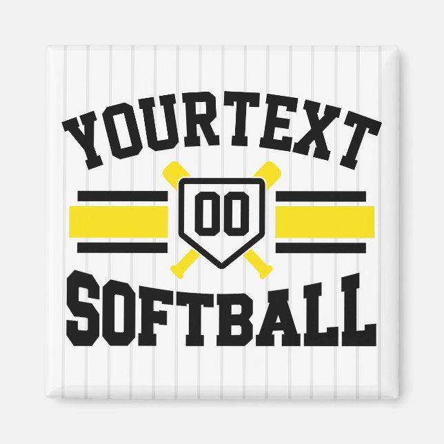 Personlig ADD NAMN Softball Player Varsity Team Magnet (Framsidan)