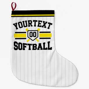Personlig ADD NAMN Softball Player Varsity Team Stor Julstrumpa