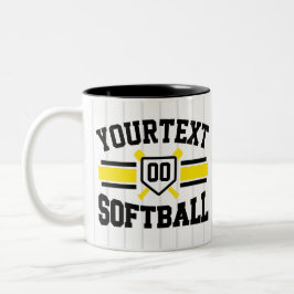 Personlig ADD NAMN Softball Player Varsity Team Två-Tonad Mugg