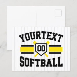 Personlig ADD NAMN Softball Player Varsity Team Vykort