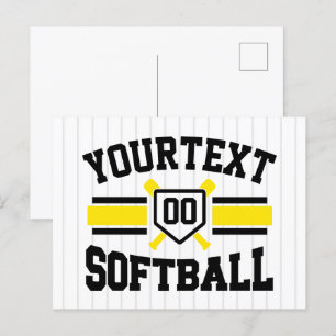 Personlig ADD NAMN Softball Player Varsity Team Vykort
