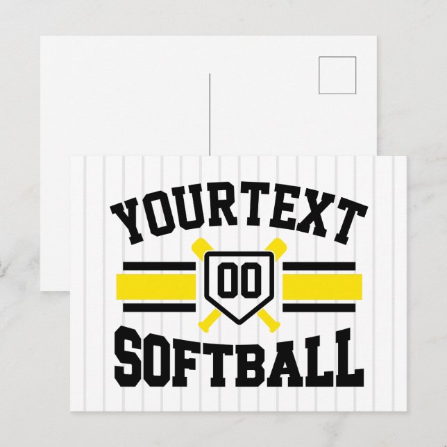 Personlig ADD NAMN Softball Player Varsity Team Vykort (Fram/baksida)