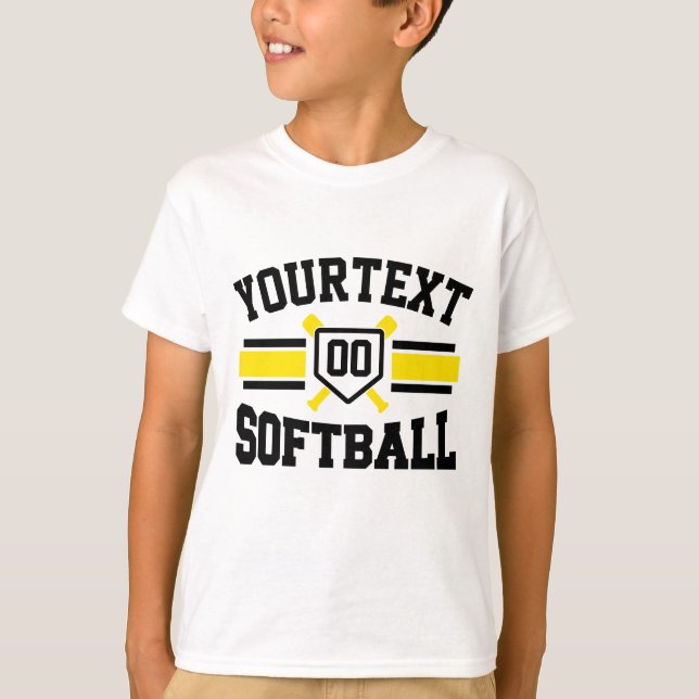 Personlig ADD NAMN Softbollspelare Universitetshan T Shirt (Framsida)