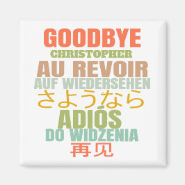 Personlig Adjö Lämnande Au Revoir Typografi Magnet
