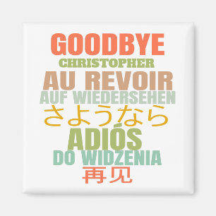 Personlig Adjö Lämnande Au Revoir Typografi Magnet